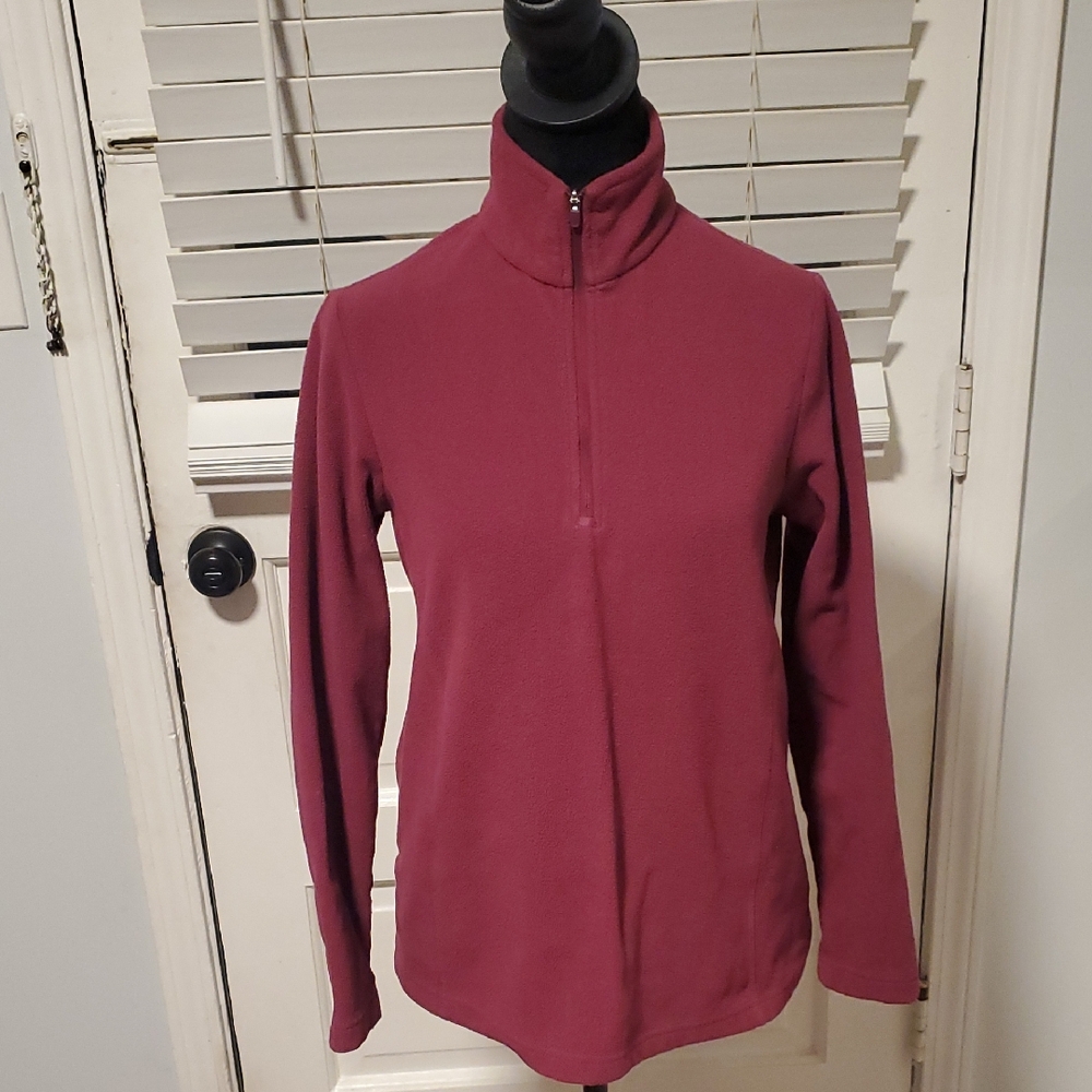 Lands' End Women's Maroon Quarter-Zip Pull Over Fleece
